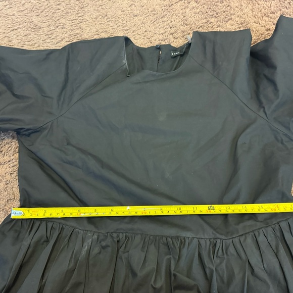 English Factory Black Puff Sleeve Baby Doll Dress A Line Fit Flare Cotton M - Picture 7 of 9